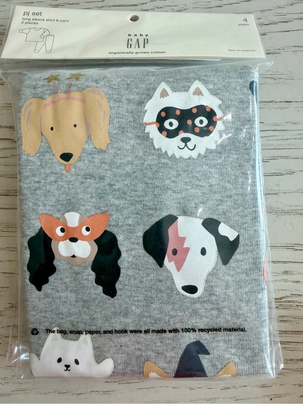 GAP Grey Halloween Dog Ghost Pumpkin Striped Cotton Pajamas Set 18-24 M, 2, 3, 4